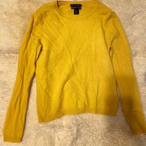 Yellow Tahari Pure Luxe 100% cashmere sweater